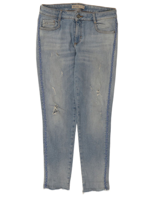 Jeans skinny effetto invecchiato da donna Zara EU 38 piccolo W28 L26 cotone blu