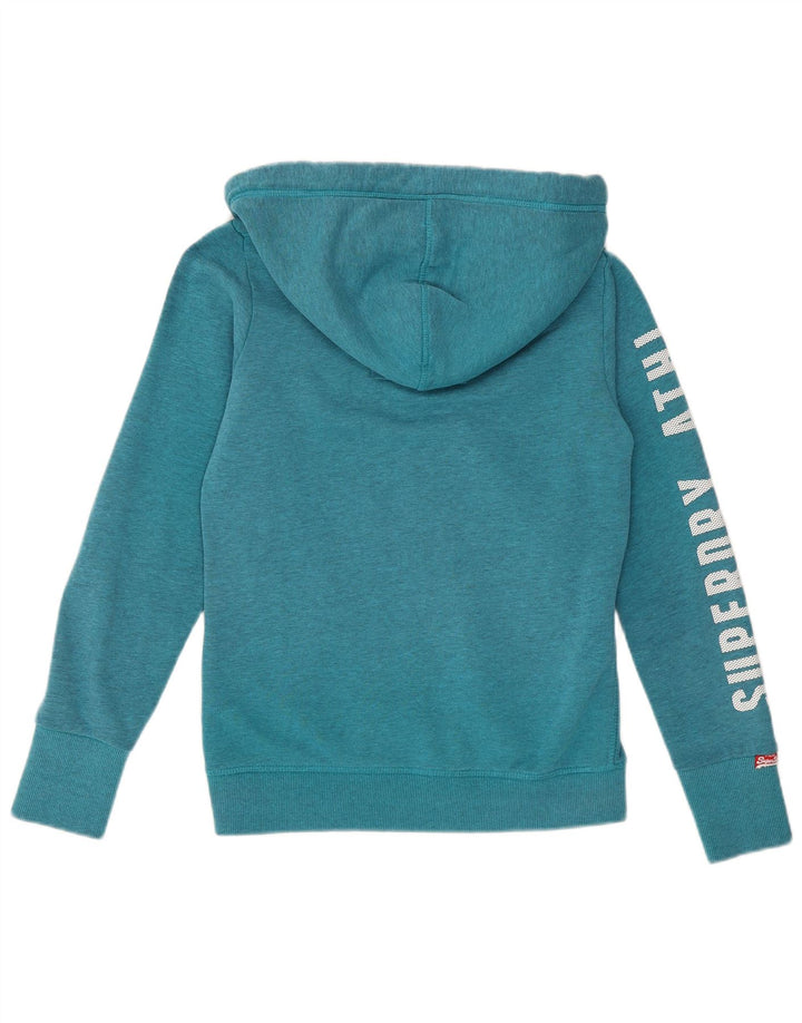 Maglione con cappuccio e zip da donna Superdry UK 10 piccolo cotone turchese