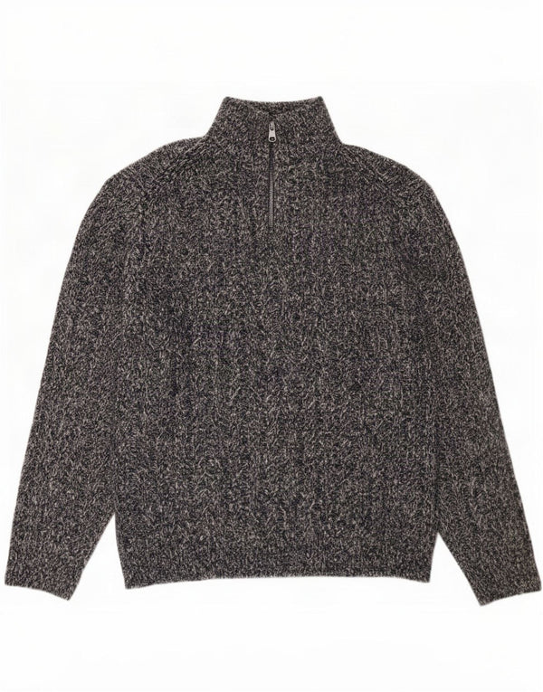 Maglione da uomo Marks & Spencer con zip e collo 2XL Acrilico chiazzato blu