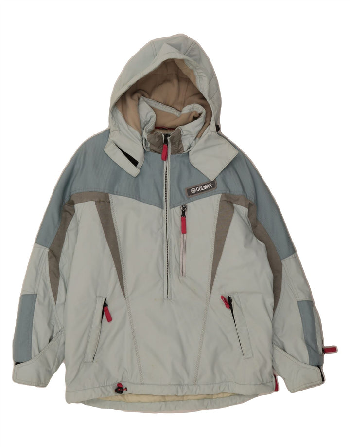 COLMAR Womens Hooded Windbreaker Jacket IT 44 Medium Blue Colourblock Vintage Colmar and Second-Hand Colmar from Messina Hembry 