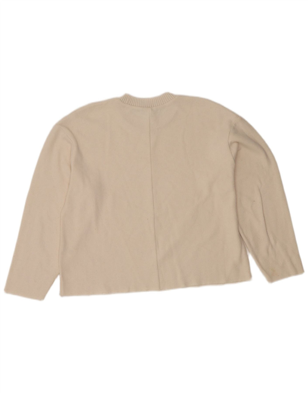 Maglione corto girocollo da donna Zara UK 14 Poliestere bianco medio