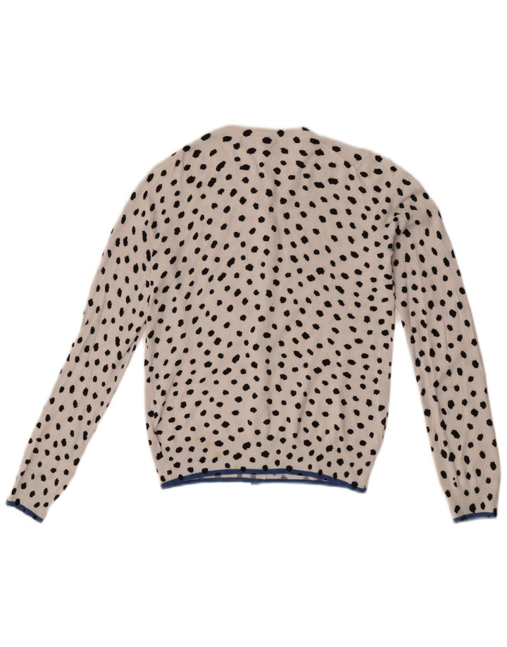 Maglione cardigan da donna Marks & Spencer UK 10 piccola viscosa maculata bianca