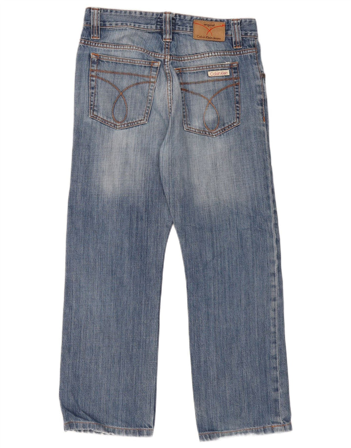 Jeans cropped invecchiati da donna Calvin Klein W30 L26 cotone blu