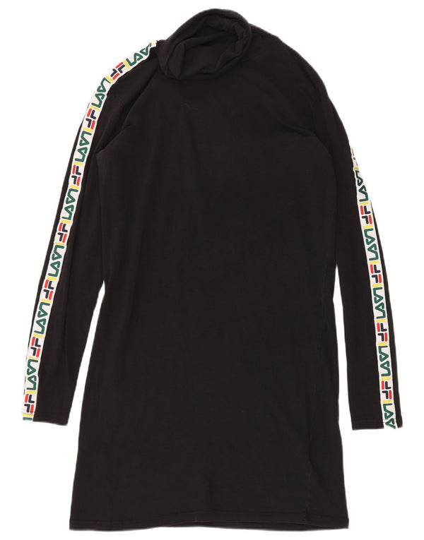 Abito t-shirt con collo alto grafico da donna FILA UK 10 Small Black Colourblock