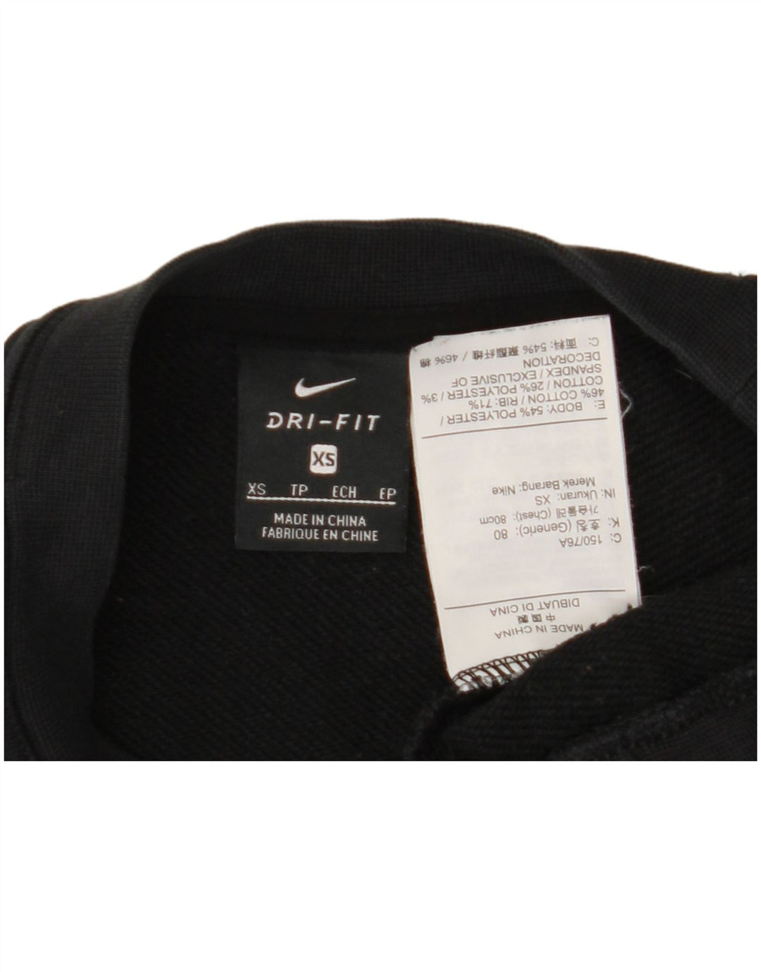 Felpa corta da donna Nike Dri Fit Crop Jumper UK 6 XS poliestere nero