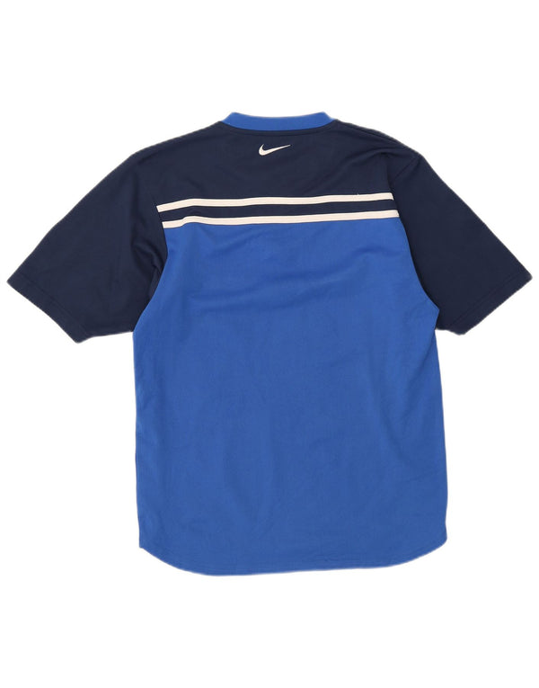T-shirt Nike da uomo Top Small blu in poliestere color block