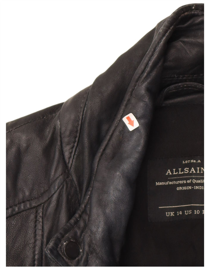 Giacca da motociclista in pelle da donna All Saints UK 14 grande in pelle nera