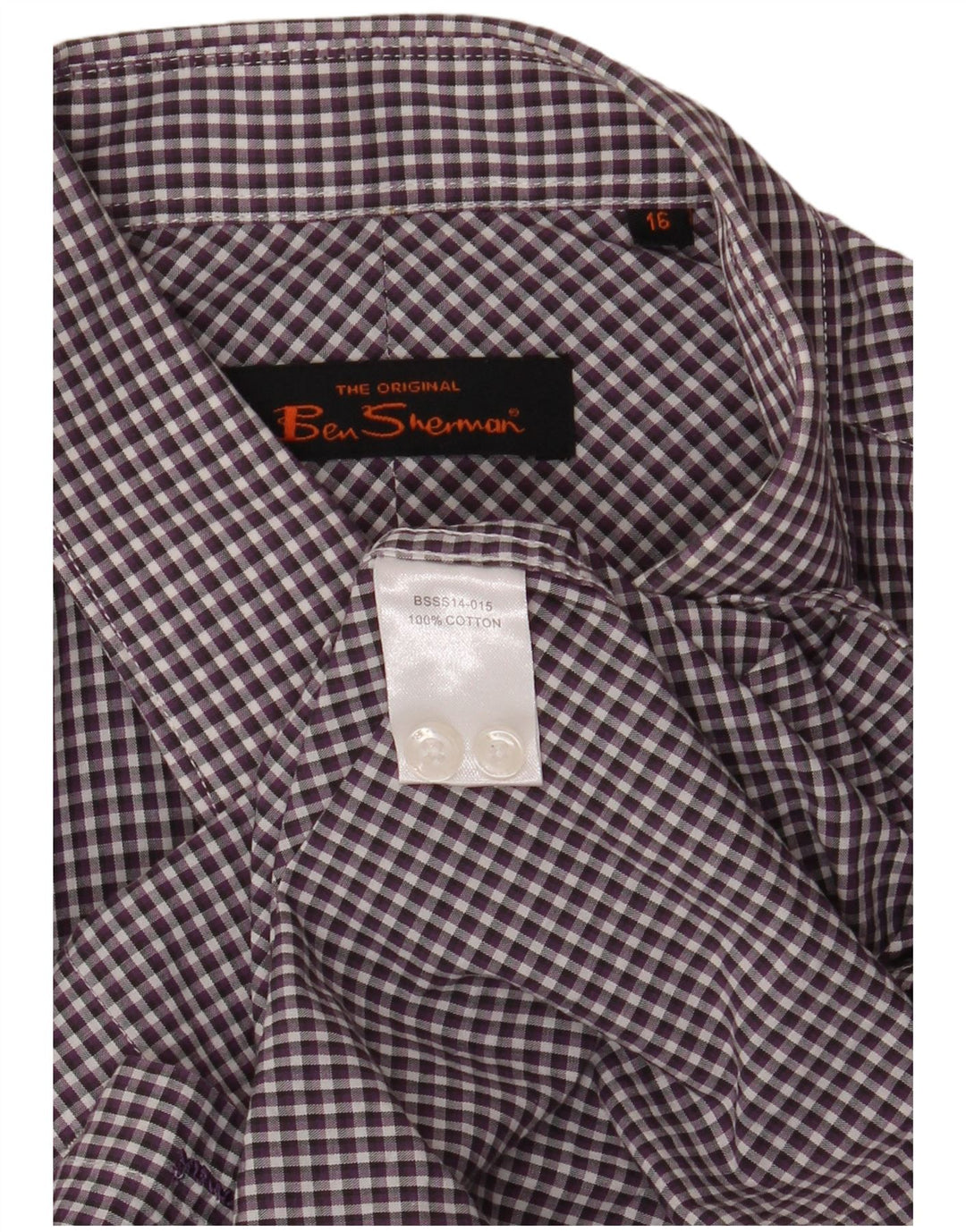 Camicia da uomo Ben Sherman taglia 16 grande cotone a quadretti viola