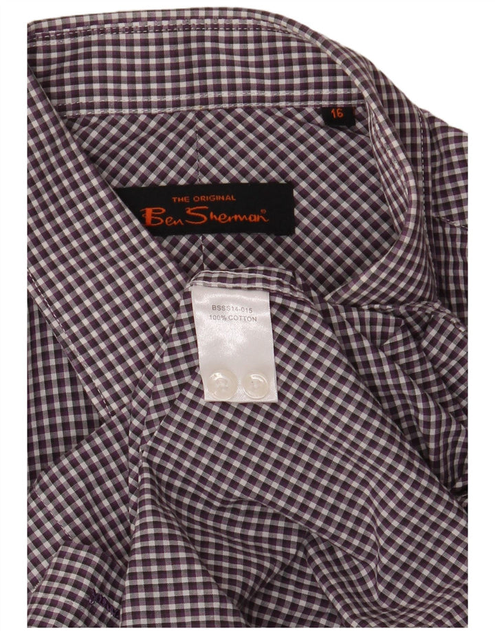 Camicia da uomo Ben Sherman taglia 16 grande cotone a quadretti viola
