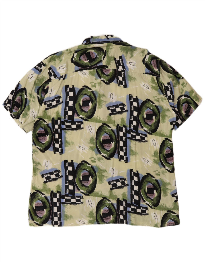 Camicia vintage da uomo a maniche corte 2XL Viscosa geometrica multicolore