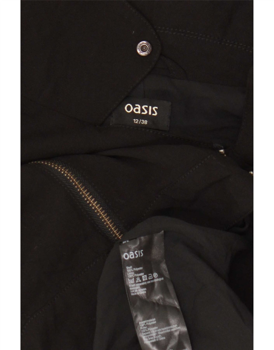 Giacca da motociclista corta da donna Oasis UK 12 poliestere nero medio