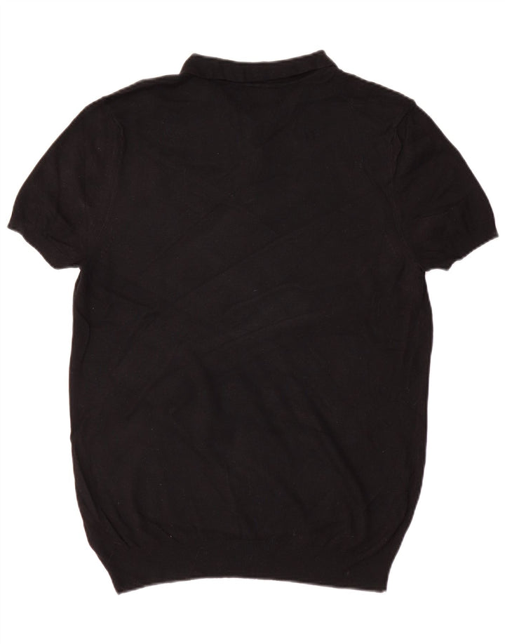 Maglione Zara da uomo a maniche corte con collo a polo in viscosa nera media