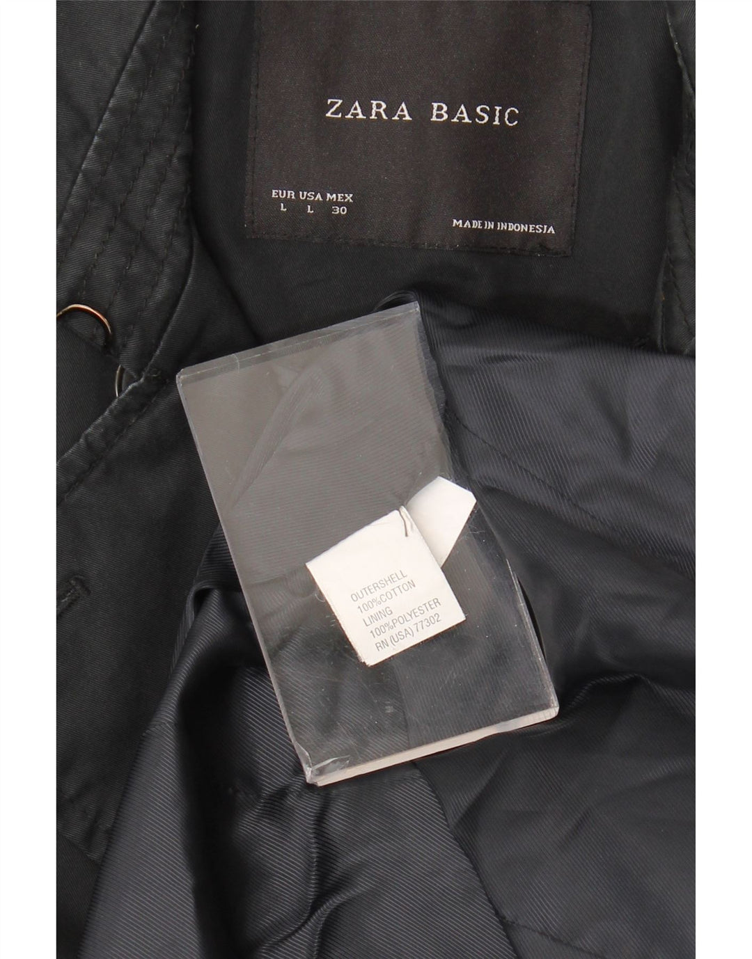 Trench da donna Zara UK 16 grande cotone nero