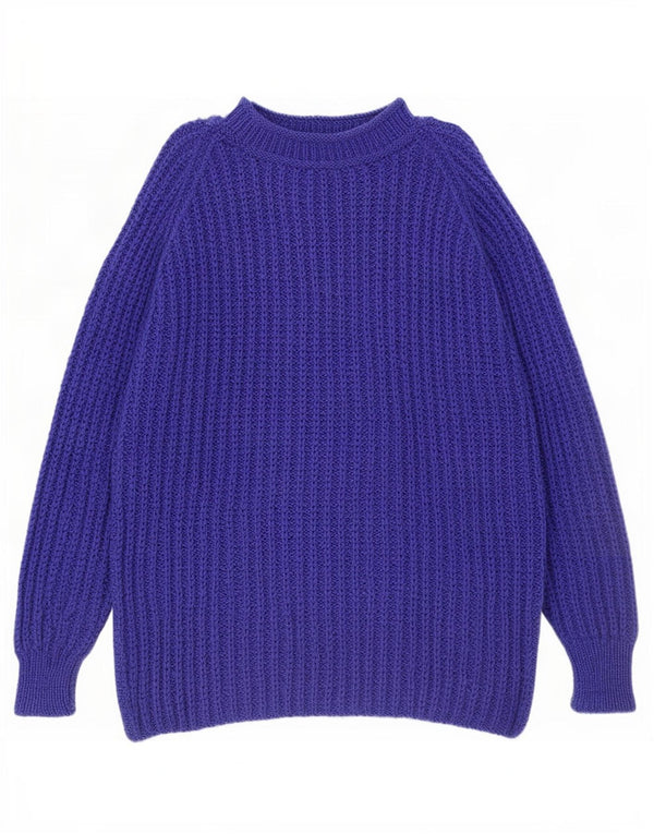 Maglione maglione vintage da uomo con collo dolcevita blu medio