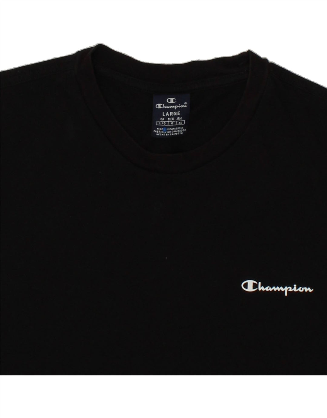 CHAMPION Mens T-Shirt Top Large Black Cotton Vintage Champion and Second-Hand Champion from Messina Hembry 