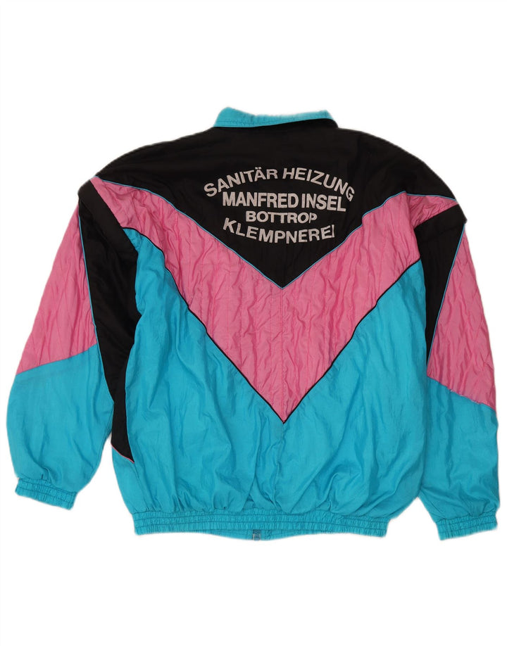 Giacca da ginnastica vintage da uomo in nylon color block blu medio