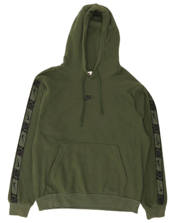 Maglione in pile con cappuccio grafico Nike Therma-Fit da uomo in poliestere verde medio