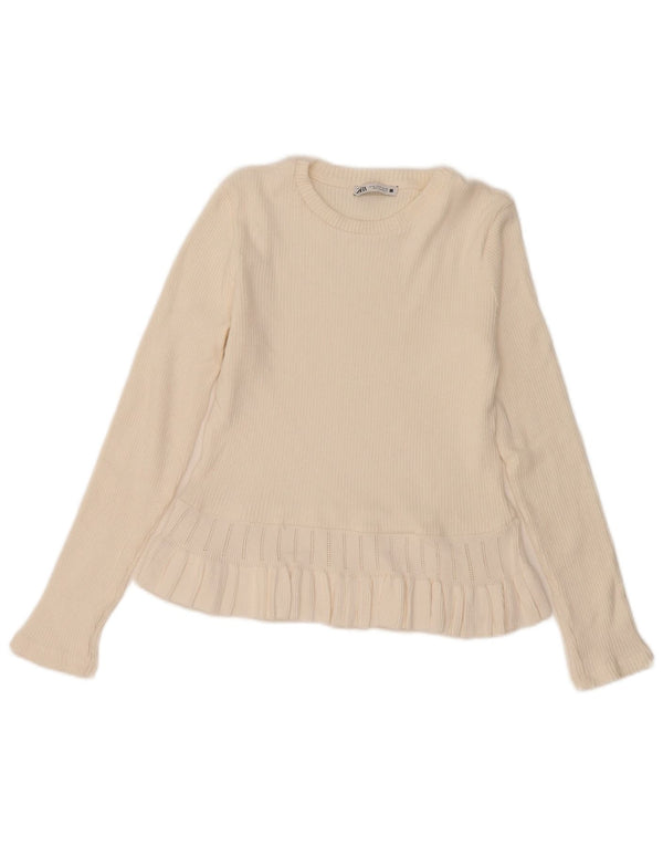 Top pullover da donna Zara a maniche lunghe UK 12 medio bianco sporco