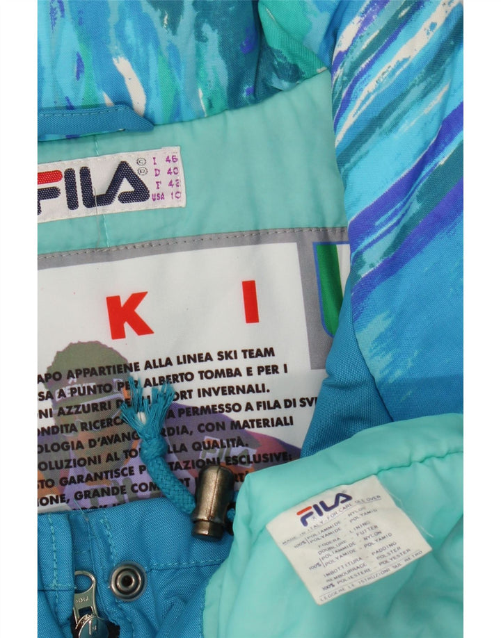 FILA Salopette da sci da donna con cappuccio Set 2 pezzi IT 46 Large Blu geometrico