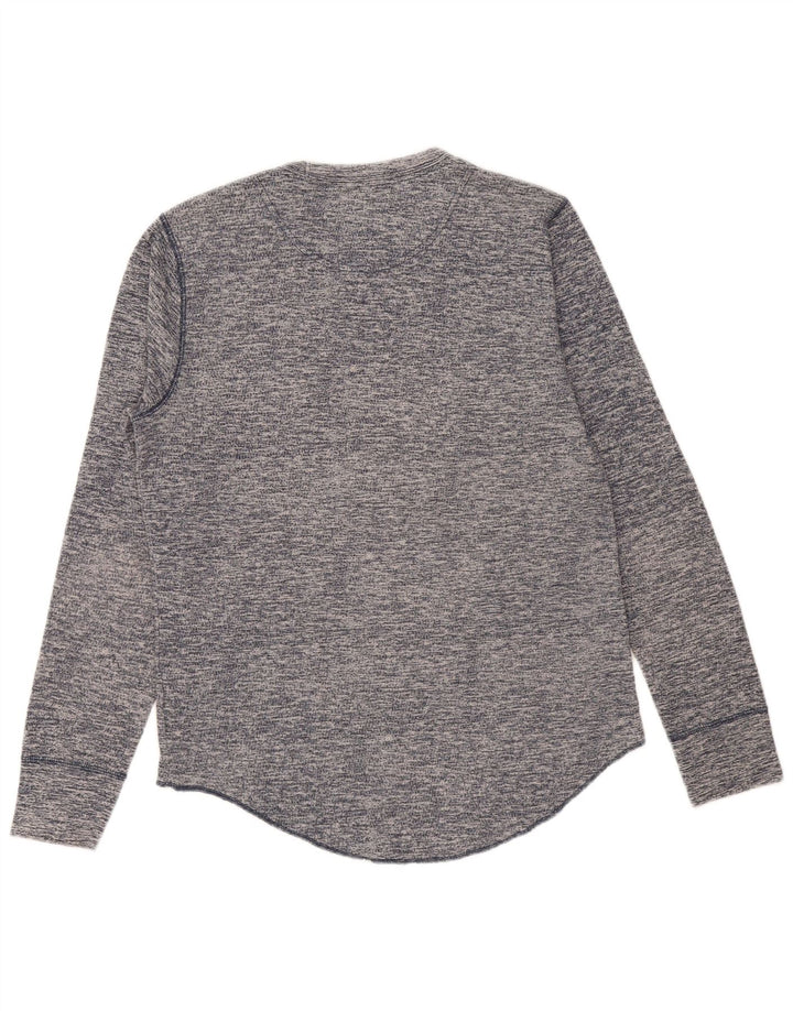 HOLLISTER Top da uomo a maniche lunghe in cotone screziato medio blu navy