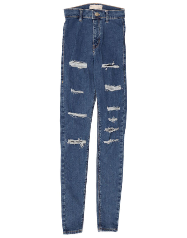 Jeans skinny effetto consumato Joni da donna Topshop W25 L30 cotone blu