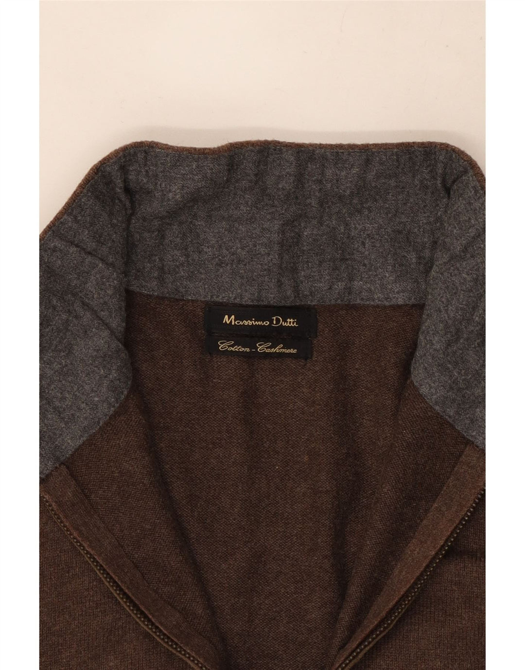 Massimo Dutti Maglione da uomo con zip e collo piccolo in cotone marrone