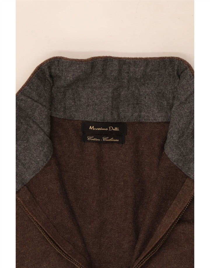 Massimo Dutti Maglione da uomo con zip e collo piccolo in cotone marrone