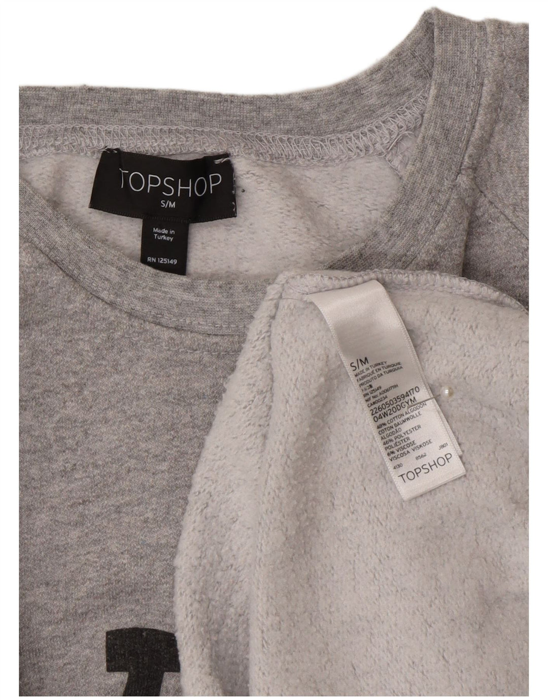 Topshop Felpa grafica da uomo Maglione piccolo cotone grigio