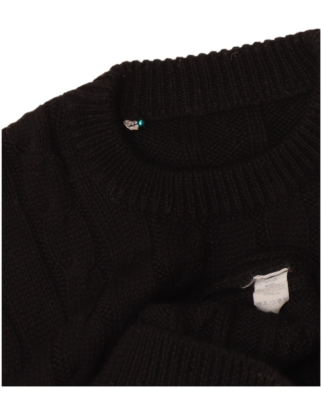 Abito maglione vintage da donna IT 50 XL in lana nera