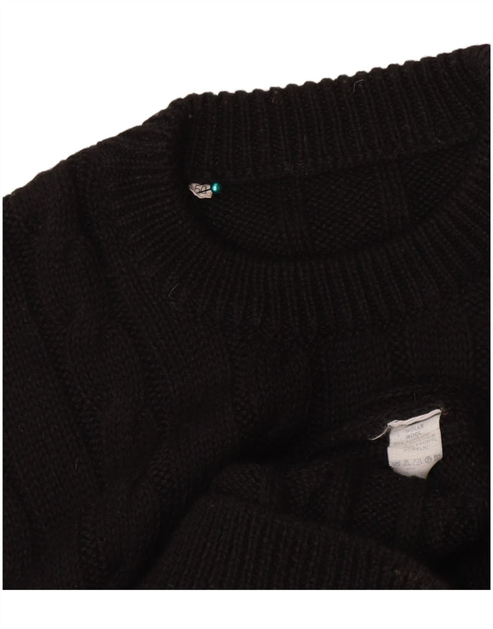 Abito maglione vintage da donna IT 50 XL in lana nera