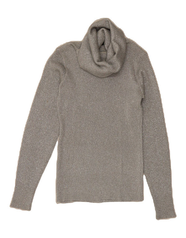 VINTAGE Womens Roll Neck Jumper Sweater IT 40 Small Silver Viscose