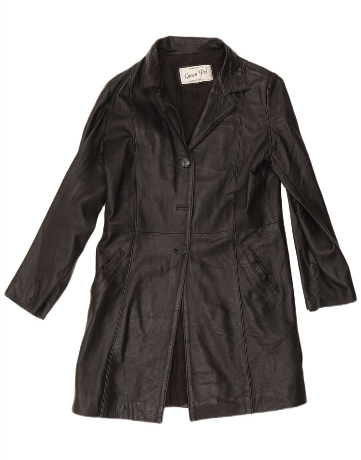 Cappotto in pelle vintage da donna IT 46 grande nero