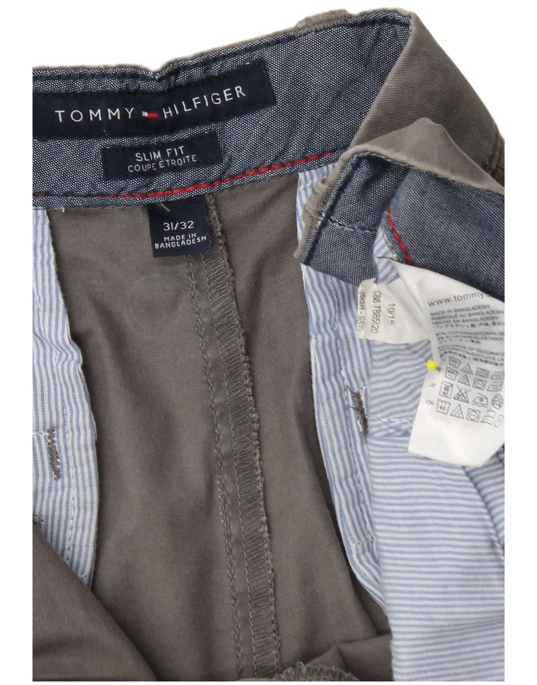 TOMMY HILFIGER Pantaloni chino slim fit Etroite da uomo W31 L32 cotone grigio