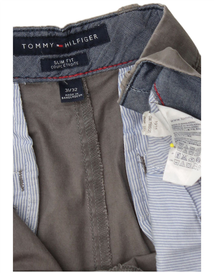 TOMMY HILFIGER Pantaloni chino slim fit Etroite da uomo W31 L32 cotone grigio