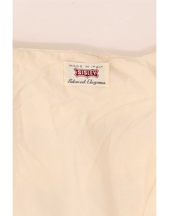 Camicetta camicia da donna Sisley UK 14 medio bianco sporco floreale