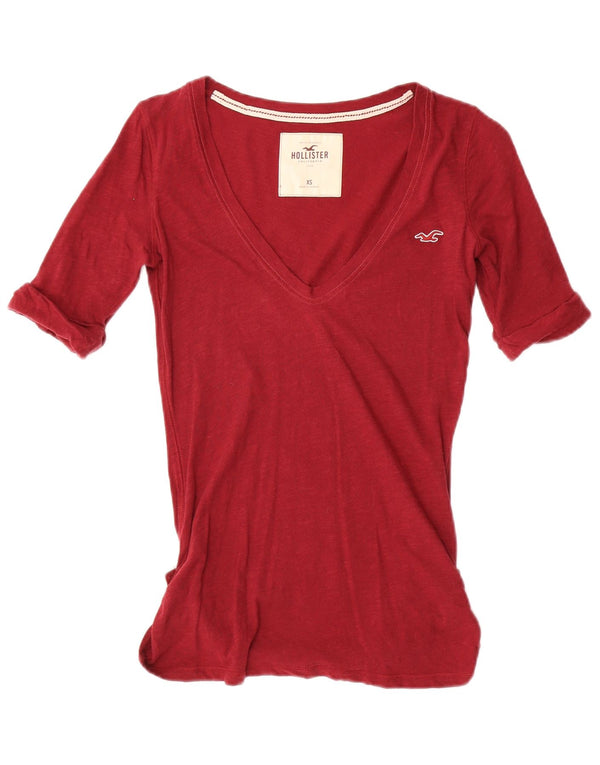 T-shirt Hollister da donna Top UK 6 XS rossa in cotone