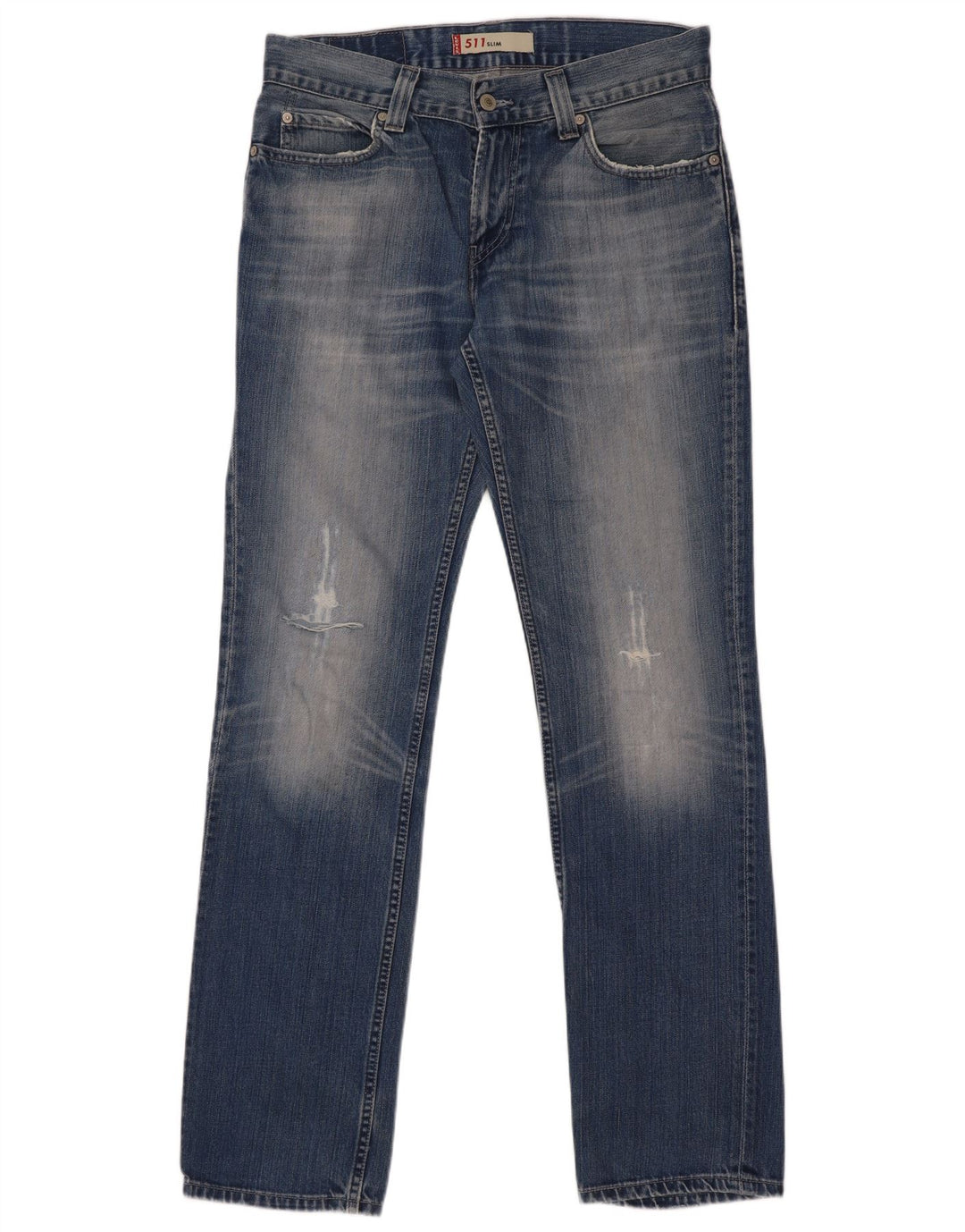 Jeans Levi's Uomo 511 Slim Distressed W33 L34 Cotone Blu