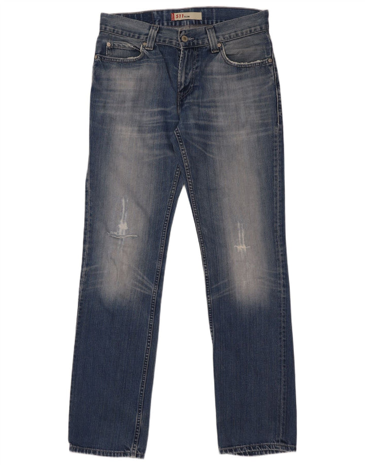 Jeans Levi's Uomo 511 Slim Distressed W33 L34 Cotone Blu