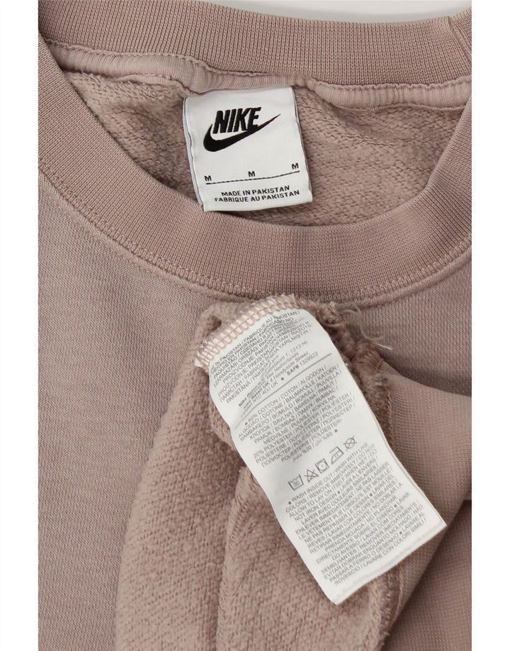 Felpa corta oversize da donna Nike, maglione UK 14, cotone rosa medio