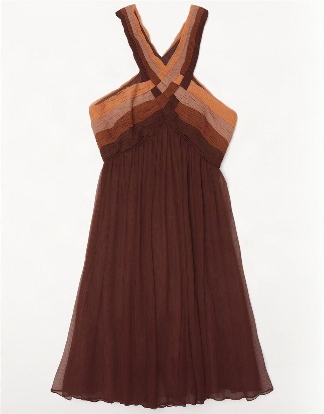 Abito a trapezio da donna Monsoon UK 14 Large Marrone Colourblock Poliestere