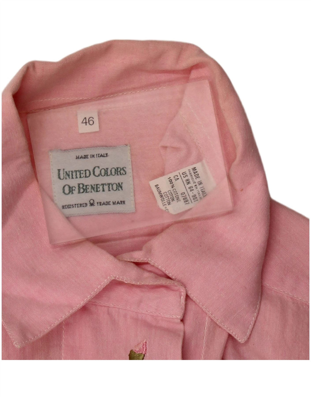 Camicetta Camicia Oversize da Donna Benetton IT 46 Large Cotone Floreale Rosa