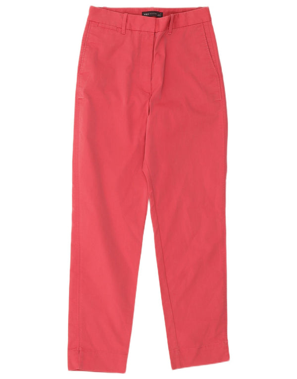 Pantaloni chino a vita alta da donna Marks & Spencer UK 8 piccoli W26 L27 Rosa