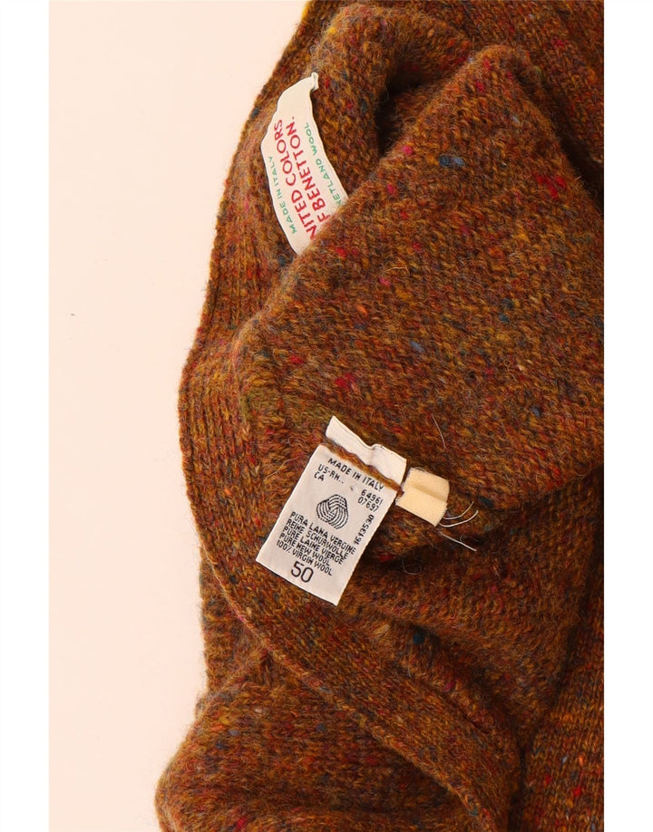 Maglione cardigan da uomo Benetton IT 50 Lana vergine screziata marrone medio