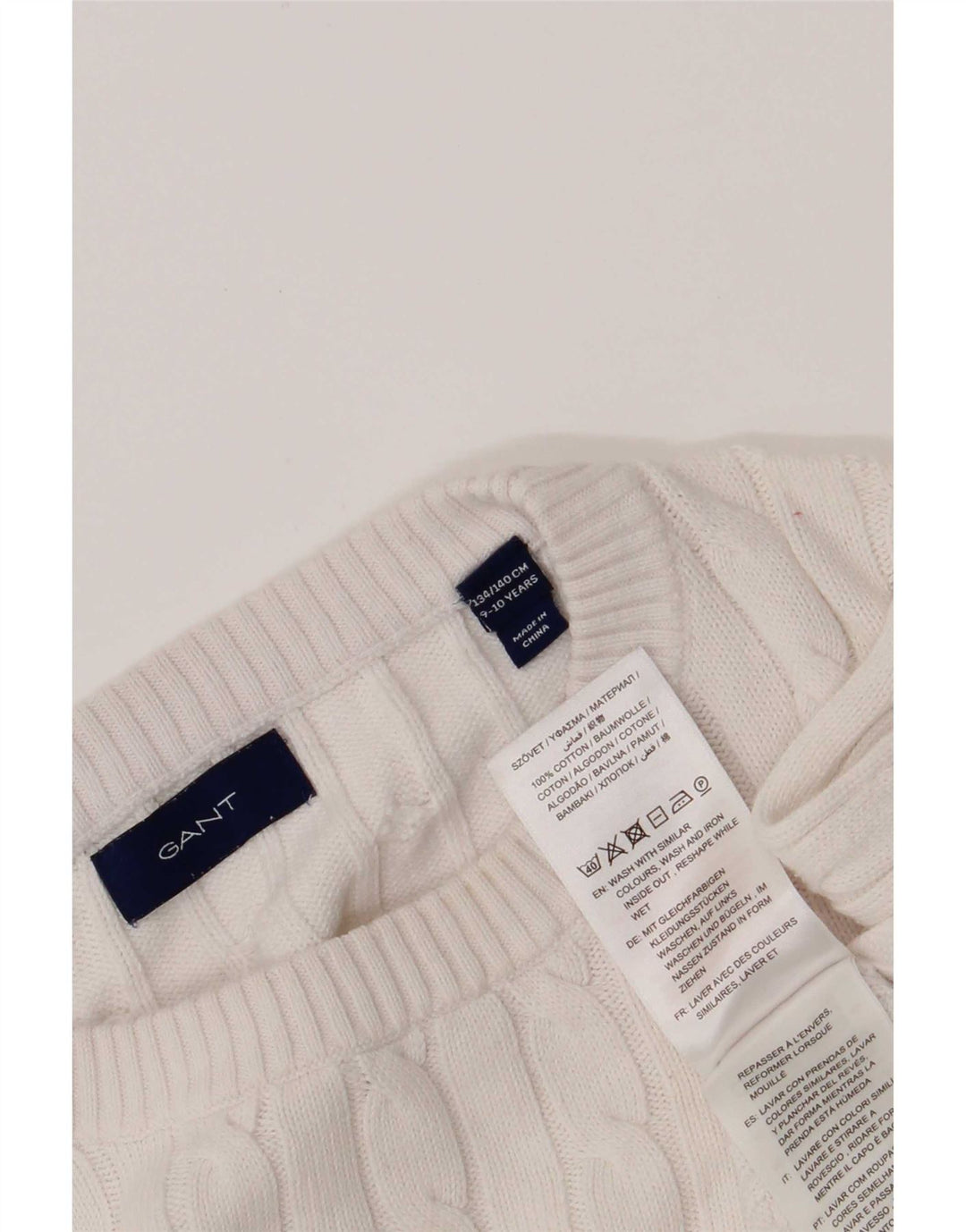 Maglione maglione con scollo a barca per ragazzi Gant 9-10 anni in cotone bianco