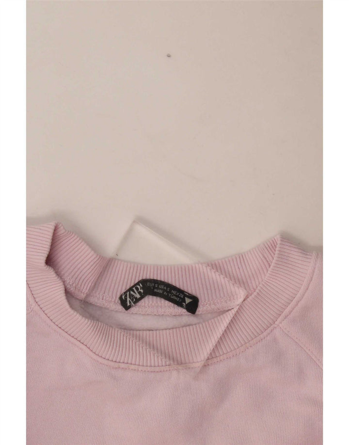 Felpa corta oversize da donna Zara UK 10 piccola rosa