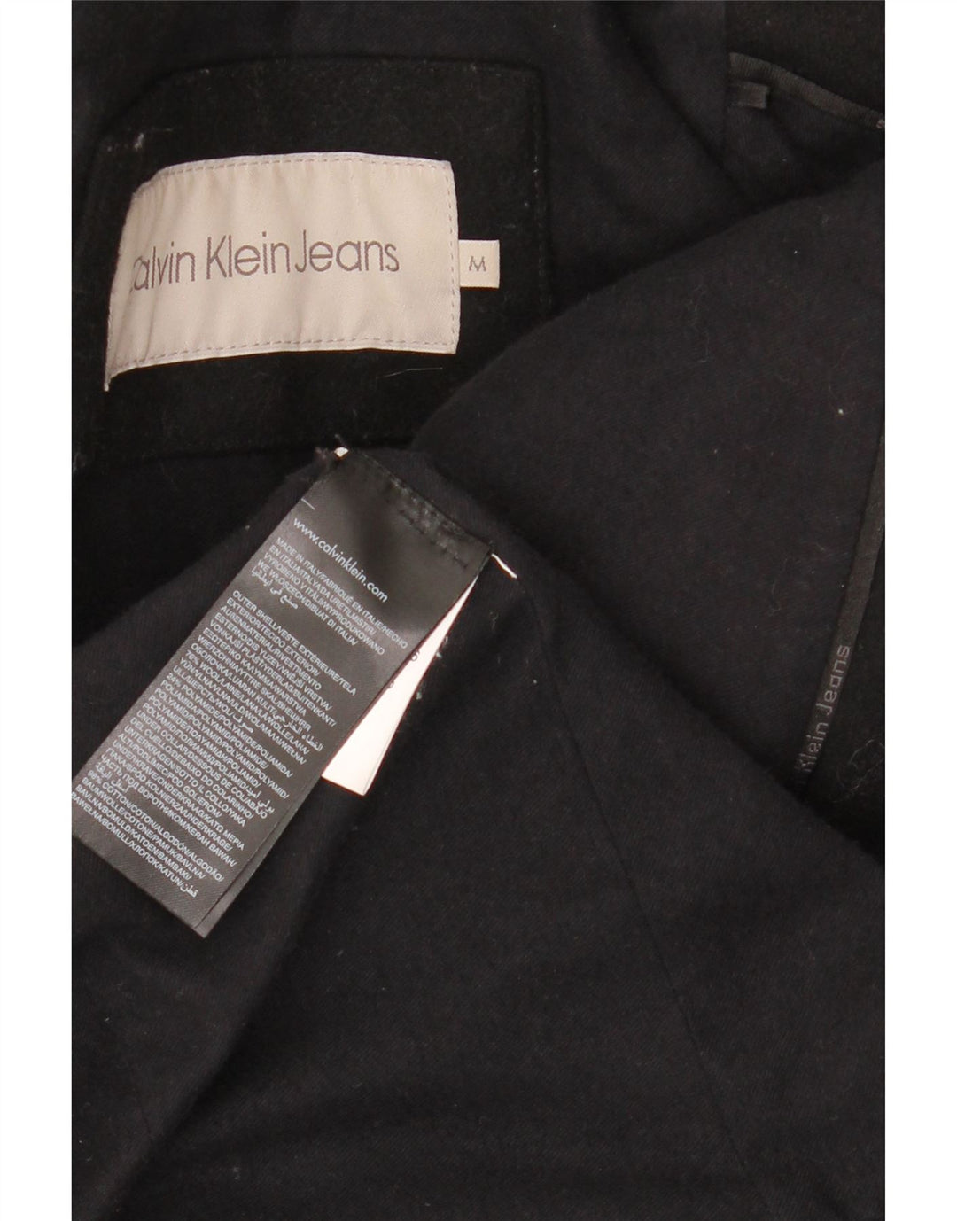 CALVIN KLEIN JEANS Cappotto da marinaio da donna UK 14 Lana nera media