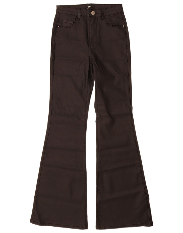 Solo pantaloni casual svasati da donna piccoli W26 L30 viscosa nera