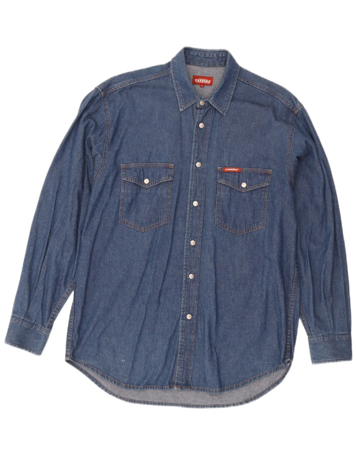 Camicia di jeans da uomo Carrera in cotone blu medio