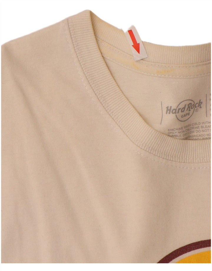 T-shirt grafica da uomo Hard Rock Cafe Lisboa, cotone bianco sporco medio