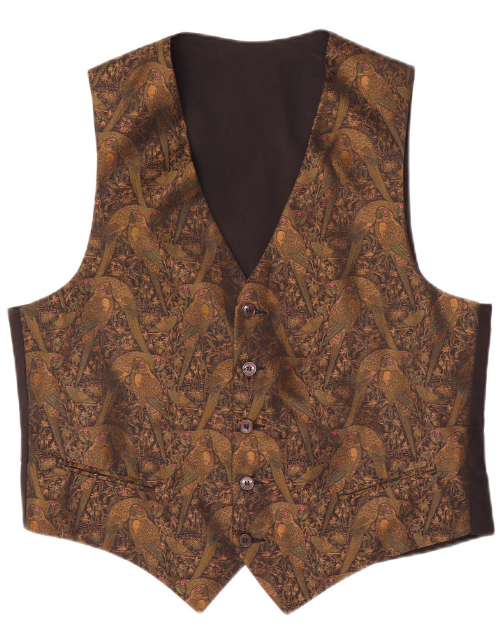 Gilet Vintage da Uomo IT 54/56 XL Poliestere Paisley Marrone